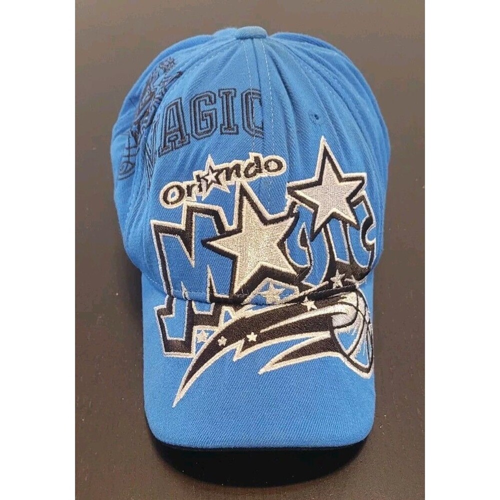 Orlando Magic Logos All Over Hat Adidas Flex Fit Blue NBA Basketball